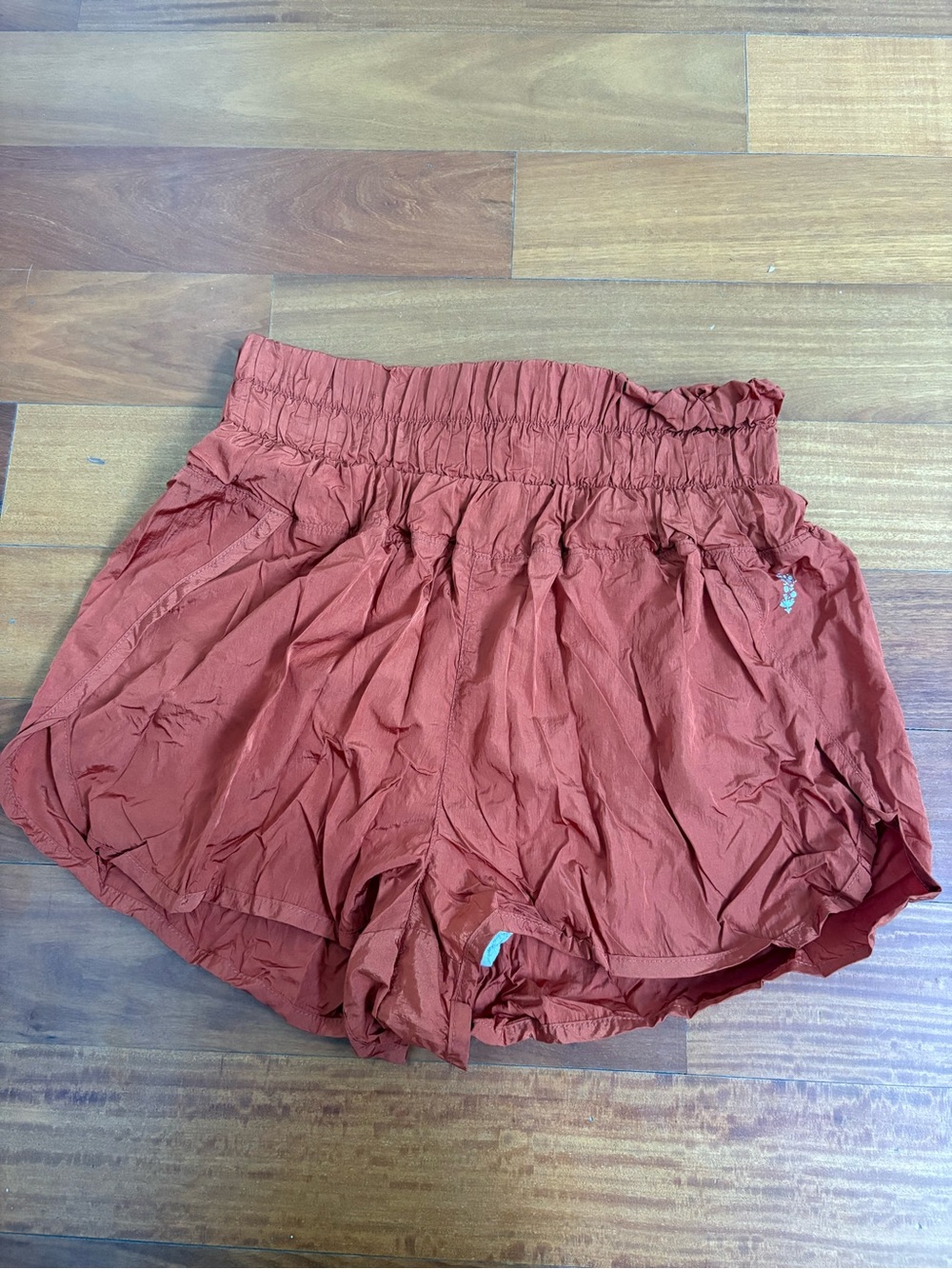 Free People Rust Red Smocked Waist Athletic Shorts